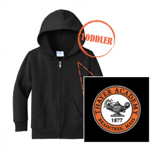 Port & Company® Toddler Core Fleece Full-Zip Hooded Sweatshirt (Black)